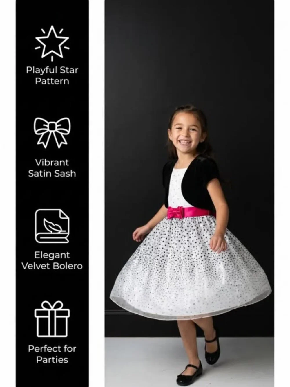 Flower Sequin Holiday Dress with Velvet Vest Girl's Size 16